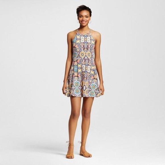 Mossimo Printed Halter Top Skater Dress - Picture 1 of 3